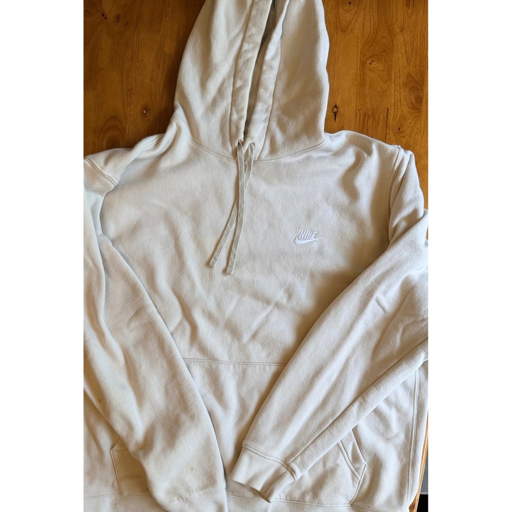 Nike Sportswear Club Fleece Hoodie Mens XXL Tall Cream Oatmeal Pullover Logo 492